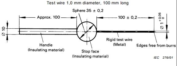 IEC 60529 IP3X 2.5mm test rod C with 3N - Standard drawing