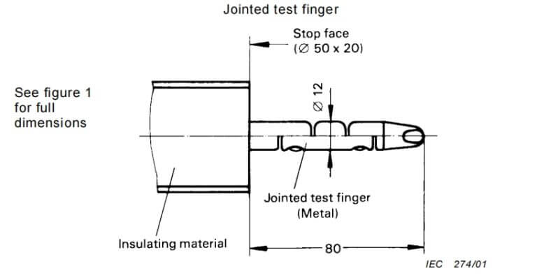 IEC 60529 IP2X finger probe B standard drawing 1