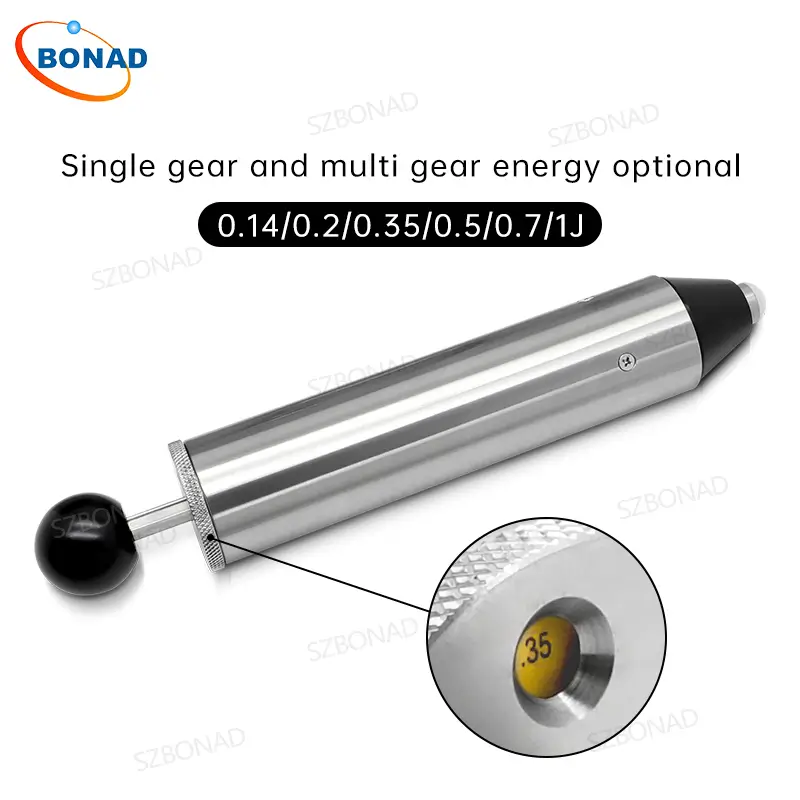 IEC60068-2-75 impact hammer detailed view showing adjustable energy scale and mechanism