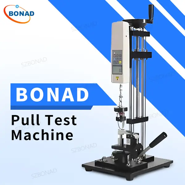 Button snap pull test machine for measuring pull force of buttons and fasteners