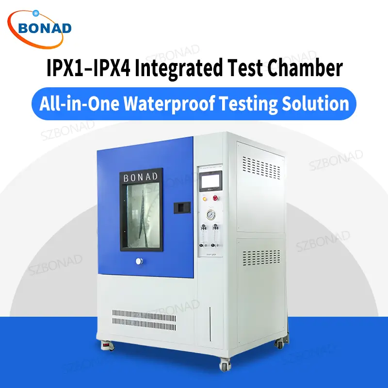 IPX1 to IPX4 comprehensive waterproof test chamber for drip spray and splash testing