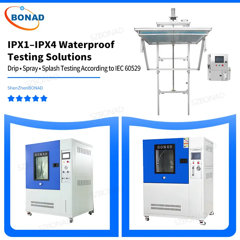 IPX1 IPX2 IPX3 IPX4 waterproof testing equipment including drip test apparatus and oscillating tube chamber