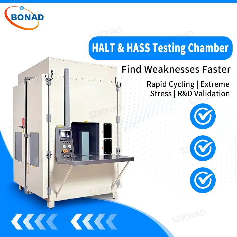 HALT and HASS testing chamber for accelerated reliability and failure analysis testing