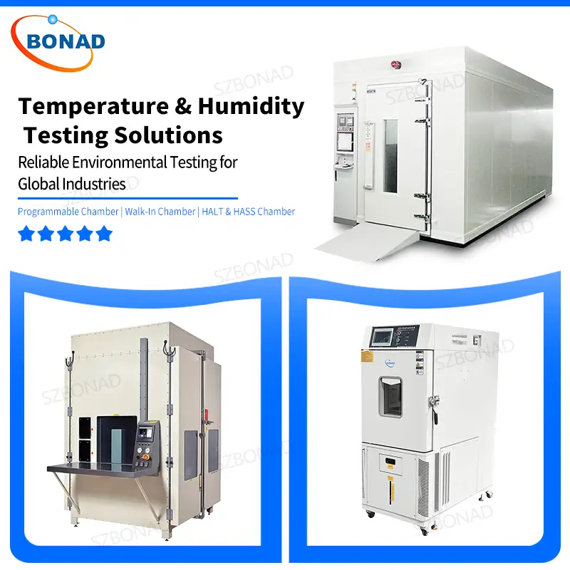 Temperature and humidity testing chambers including programmable chamber walk in chamber and HALT HASS testing chamber by BONAD