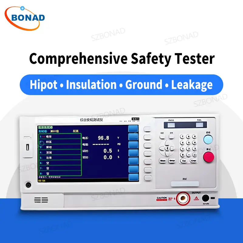 Desktop comprehensive electrical safety tester for hipot insulation resistance ground bond leakage current test equipment