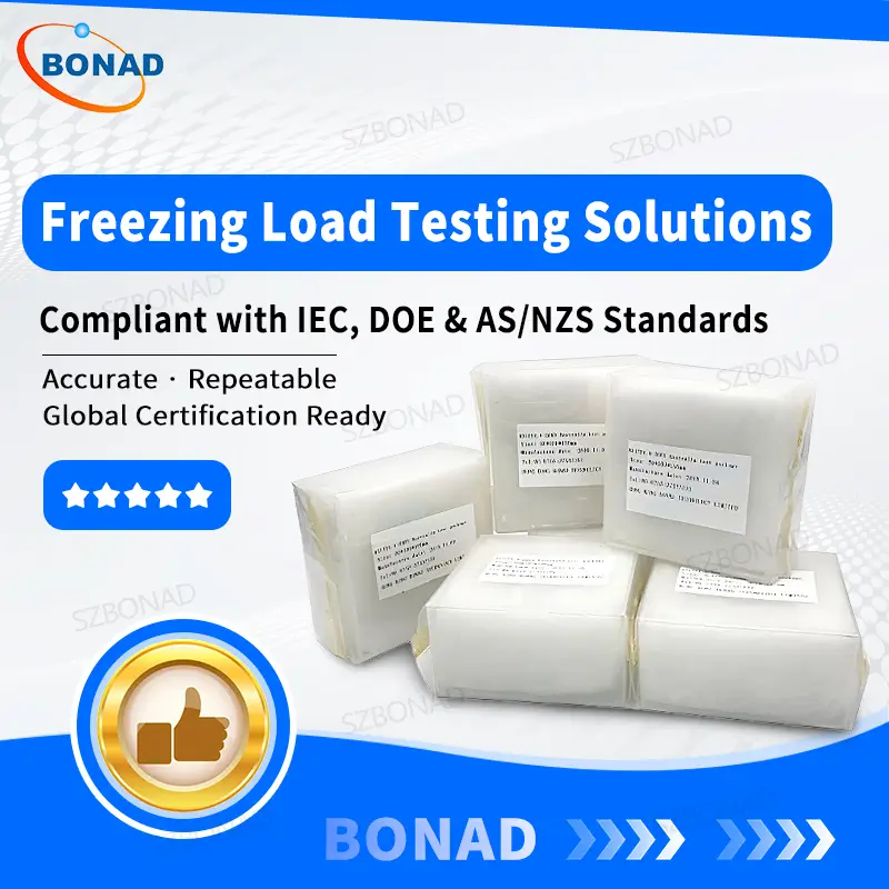 Freezing load testing test packages for refrigeration performance testing