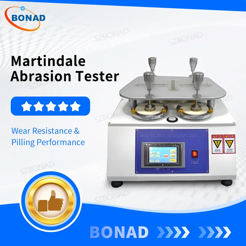 ASTM D4966 Martindale abrasion and pilling tester for textile fabric wear resistance and surface pilling evaluation