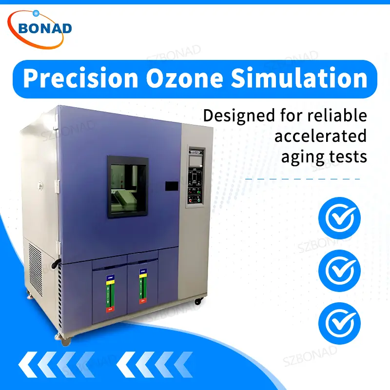 Front view of ozone aging test chamber for laboratory rubber ozone resistance testing