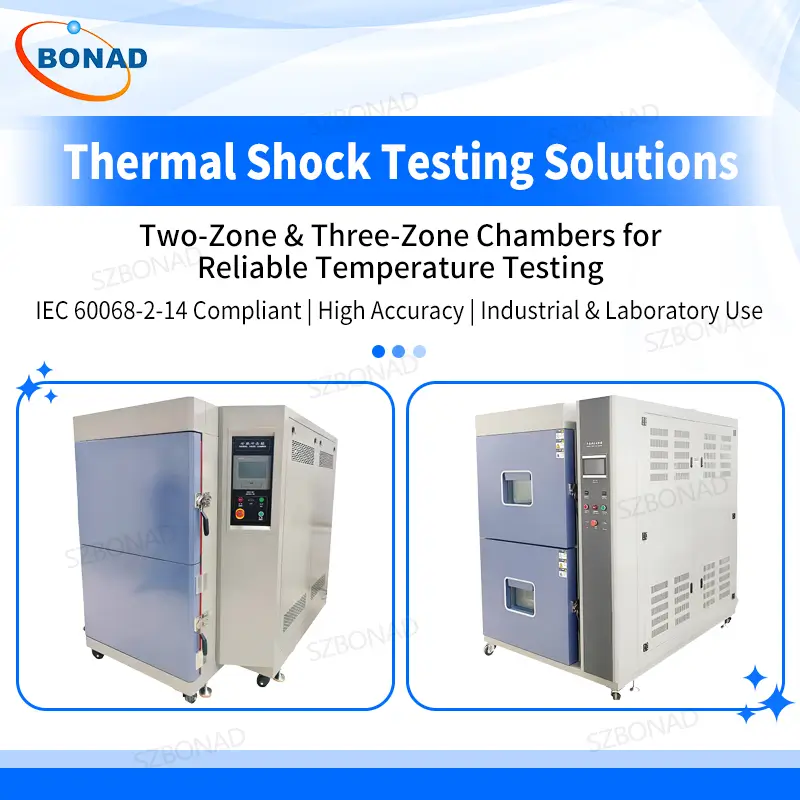 thermal shock testing chambers including two zone and three zone thermal shock chamber for industrial and laboratory applications