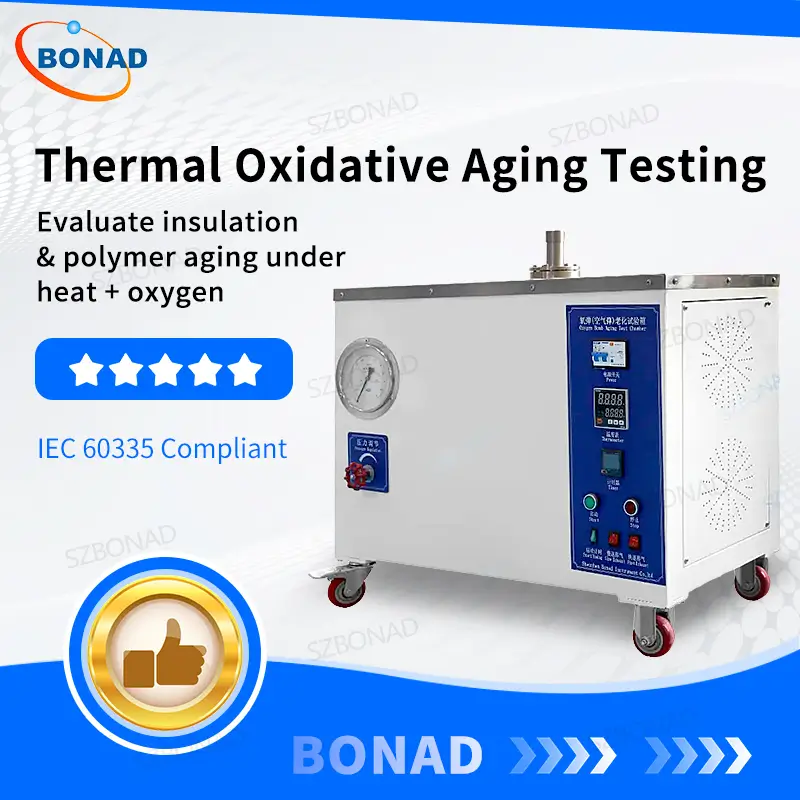 Oxygen bomb aging tester for thermal oxidative aging test of electrical insulation and polymer materials according to IEC 60335 standard
